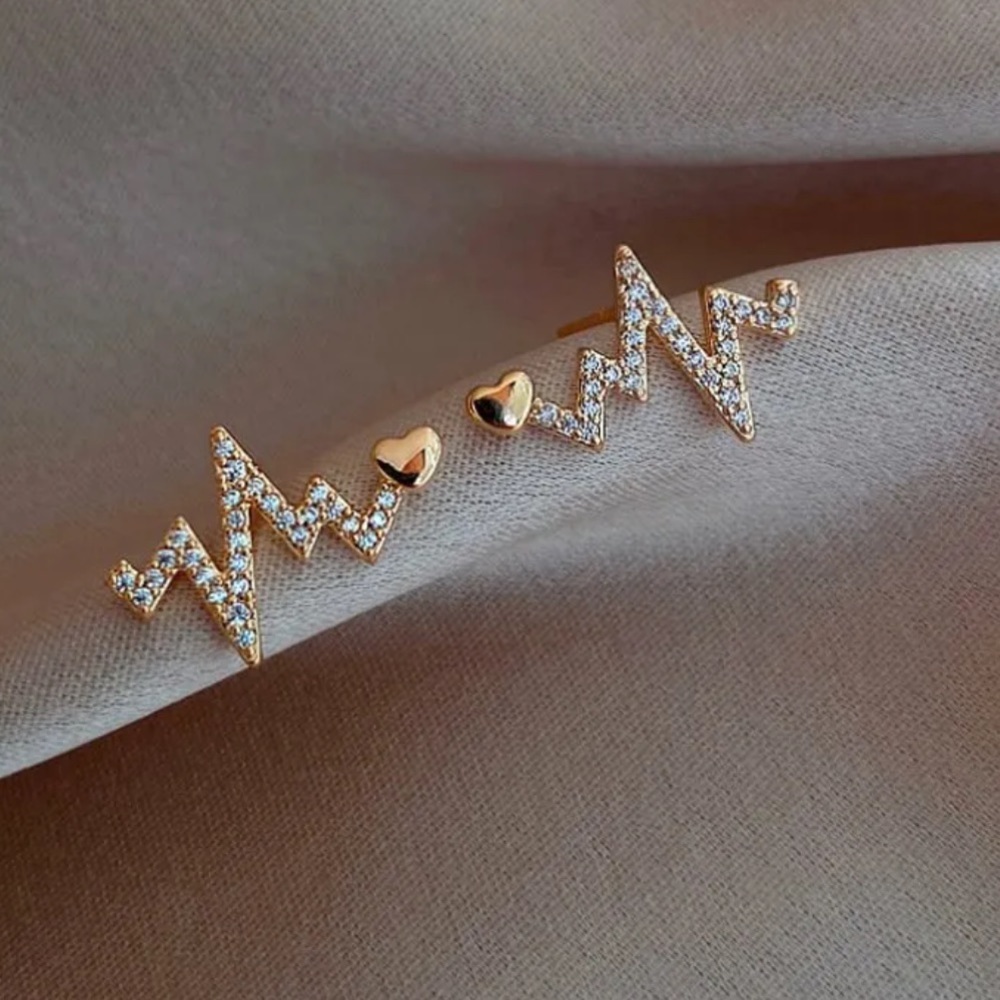 🆕 | Silver & Gold Heart | ECG Earrings